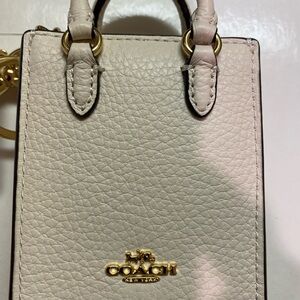 Coach Cream Leather Mini Bag with Gold Accents